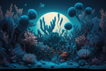 Fototapeta na wymiar Cosmic Marine Plants 