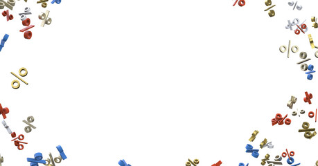 Sales icons floating in the air 3D rendering