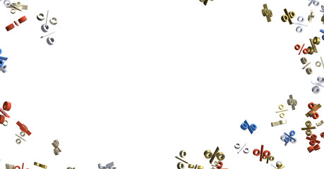 Sales icons floating in the air 3D rendering