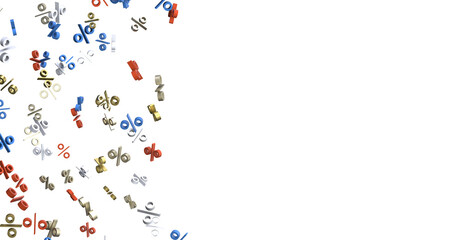 Sales icons floating in the air 3D rendering