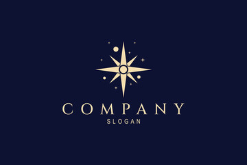 Vector gold logo where abstract image of big star shining in the solar system. © FendyTerisno
