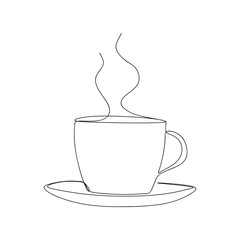 One line art drawing coffee cup. Continuous line drawing cup of coffee. Vector illustration
