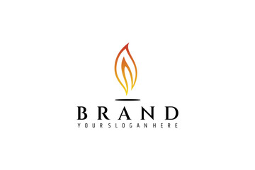 Simple vector logo of a candle flame in hot gradient color.
