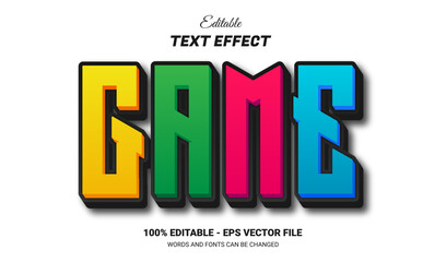 Colorful Game editable text effect