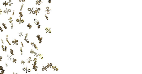 percent shopping digital in hand 3d.