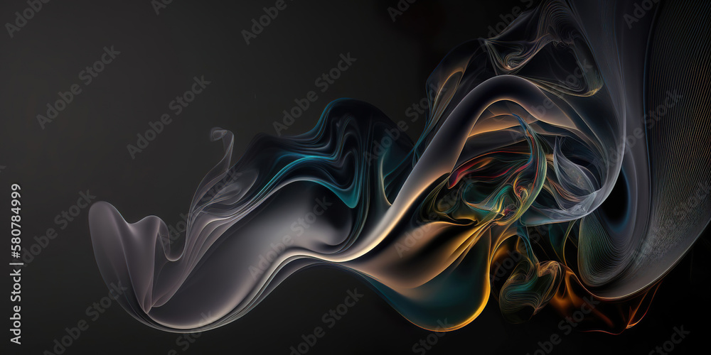 Canvas Prints abstract panoramic smoke background on dark backdrop, generative ai