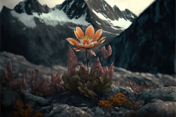  Beautifull flowers in the Mountain. Genarative AI