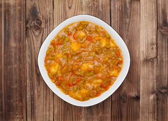 Overhead shot of ready to eat vegetable stew