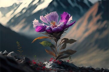  Beautifull flowers in the Mountain. Genarative AI