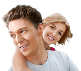 Happy Cheerful young Couple hug