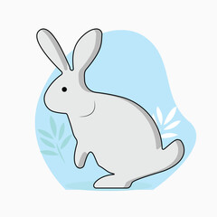 Bunnies are isolated on a white background. happy cute isolated rabbit.