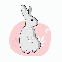 Bunnies are isolated on a white background. happy cute isolated rabbit.