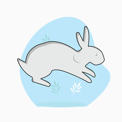 Bunnies are isolated on a white background. happy cute isolated rabbit.
