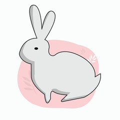 Bunnies are isolated on a white background. happy cute isolated rabbit.