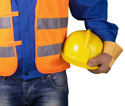 Construction Worker , Carpenter Holding Hard Hat