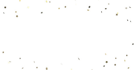 Stars - Holiday golden decoration, glitter frame isolated -