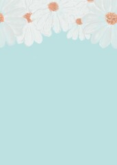 Modern Daisy Template with mint green background for greeting cards, signs, baby shower, bridal shower, birthday party as a poster, invitation, welcome sign, thank you card or just as decoration