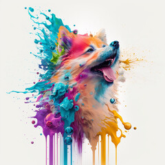 artwork of a spitz with multi colored colors - Generated by AI 03
