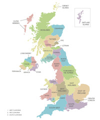 Vector map of UK with administrative divisions. Editable and clearly labeled layers. - 580790581