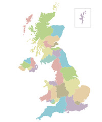 Vector blank map of UK with administrative divisions. Editable and clearly labeled layers. - obrazy, fototapety, plakaty