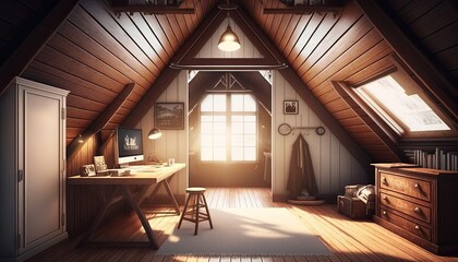 wooden attic room