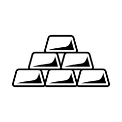 Gold icon. Gold bar. Ingot. Black contour linear silhouette. Front side view. Editable strokes. Vector simple flat graphic illustration. Isolated object on a white background. Isolate.