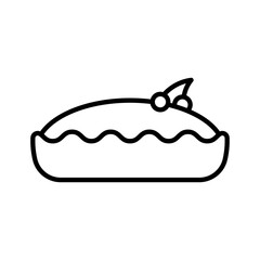 Pie icon. Black contour linear silhouette. Front side view. Editable strokes. Vector simple flat graphic illustration. Isolated object on a white background. Isolate.