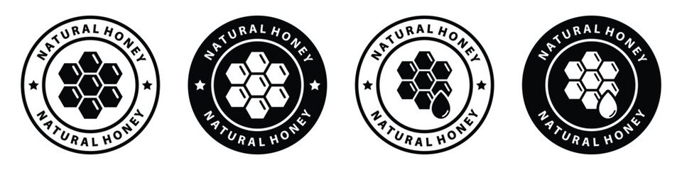 Natural honey label icon. Honey label icon, vector illustration