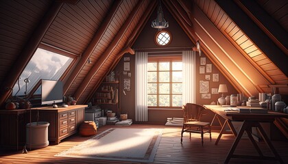 wooden attic room