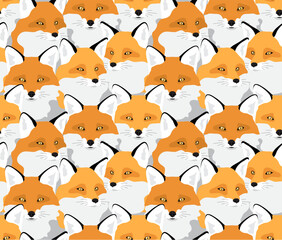 Red foxes seamless animal pattern. Print, background, vector illustration