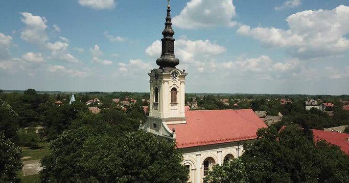 
Flying over Ortodox Church.
Flight of the camera over the Orthodox Church.
Rural ortodox Church and countryside.
Aerial: Flying over forest and church
Aerial view of Ortodox church in countryside.


