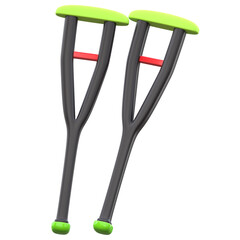 axillary crutches 3d illustration