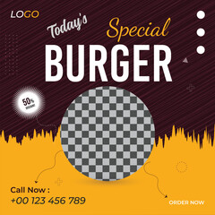 Creative Modern Square Social Media Food Post Design Template Vector
