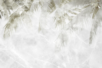 Tropical Trees and leaves wallpaper design for digital printing - 3D illustration
