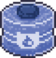 Gallons of water pixel art with transparent background