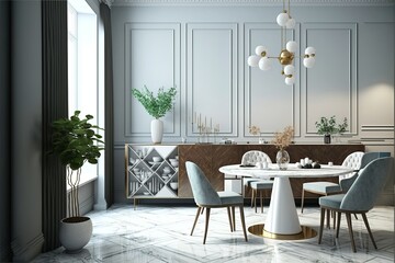 Fototapeta premium Minimalist Dining Room Design: A Modern Take on Entertaining