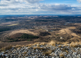 View from the top of the rocky mountain. Hungary, Bélapátfalva