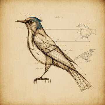 Old drawing of a dird
