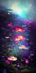 Obraz na płótnie Canvas Magic glowing mushrooms