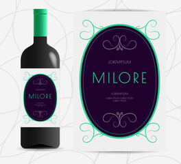 Vine bottle label retro modern style vector 10 eps