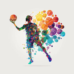 Silhouette of basketball player illustration flat design