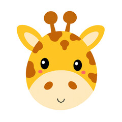 Cute giraffe face in cartoon.