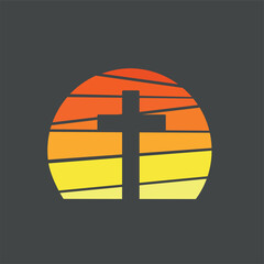 Fototapeta premium The Cross background vector sunset 