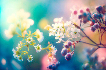 Fototapeta na wymiar spring flowers in pastel colours. AI generativ.