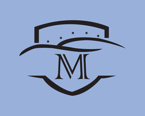 Star shaped sheild alphabet logo of motor