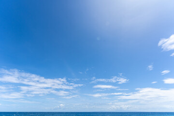 Clear Blue sky with even clouds on the horizon