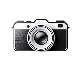 Fototapeta premium Black retro photo camera logo, generative ai