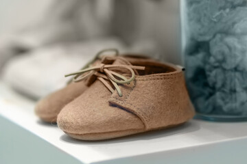 Very small children's shoes made of ecological material