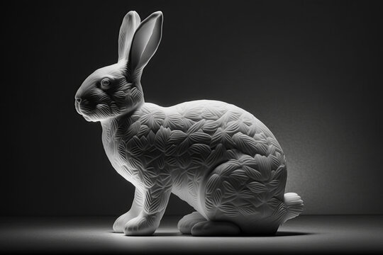 Porzellan Hase filigran minimalistisch schwarzweiss
Generative Ai