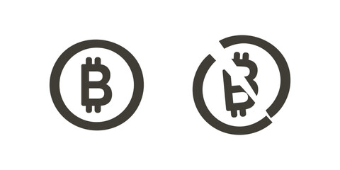 Bitcoin icons . Broken bitcoin. Isolated objects on a white background. Vector illustration.